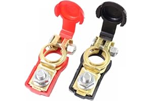 AOEVUIR 2 Pcs Connettori Batteria a Sgancio Rapido per Auto Camion Barca Morsetti Positivi e Negativi con Coperchio Plastica Rosso e Nero