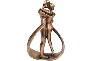 Aoneky Figurka Całująca Się Para - Romantyczny Nowoczesny Posąg z Żywicy, Rzeźba Dekoracyjna Wystrój do Domu Salonu Stołu Półki, Prezent dla Pary Nowożeńców Walentynki Rocznica Ślubu, Miedziany