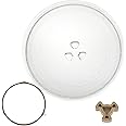 Microwave Turntable Glass Plate, 245mm Microwave Plate Replacement with 6 Fixers, Durable Microwave Glass Plate, Turntable Ring and Support Included