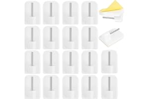 HAOHANEUP Self-Adhesive Net Curtain Hooks,20Pcs Curtains Pole Support Plastic Sticky Hooks,Removal Net Curtain Rod Hook, Adhesive Curtains Hook for Window,Wall