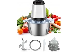 TRONGLE Picadora Eléctrica 350W, Trituradora de Alimentos Multifuncional con 2L Bowl Acero Inoxidable, 4 Cuchillas de Dos Niveles, 2 Velocidades, Picadora de Carne Eléctrica para Verduras, Frutas y Carne