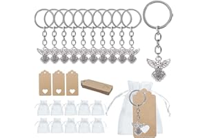 Csirnto Engel Anhänger 30 Stück Schutzengel Anhänger Gastgeschenk Taufe Schutzengel Party Mitbringsel Anhänger Schlüsselanhänger Schutzengel für Taufe Hochzeit Party mit Organza Beutel Kraftpapier