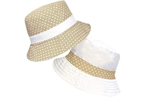 TOSKATOK® UPF 50+ Cappello da Sole da Donna in Cotone con Disegno Reversibile a Pois