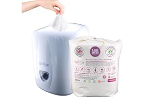 GYMITIZE Gym Antibacterial Wipes Dispenser, Plus Our Alcohol Free, Antiviral Wipes, Advanced Barrier Technology, Made in the UK (1x Dispenser, Plus 1000 Wipe Refill Roll). (White)