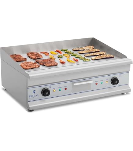 Royal Catering RC-GGF750 Barbecue à Gaz Double 74,5 X 40 Cm Lisse 2 X 3100 W Gaz Naturel 20 Mbar