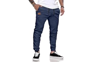 JMIERR Herren Hose Chino Cargo Hose Jogginghose Herren Baumwolle Sporthose Casual Freizeithose Elastische Taille mit Kordelzug Sweatpants Herren mit Taschen