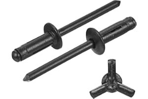 sourcing map 50Pcs 3/16"x1/2" Aluminum Round Head Tri Grip Rivets, Tri Grip Rivets Assortment Bulb Style Rivets for DIY, Sheet Metal, Automotive Repairs, Furniture, Marine Boat (Black)