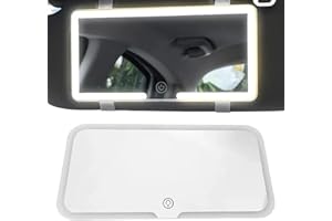 AIYING Specchio Interno Auto LED, Cosmetico Ricaricabile Con 3 Modalità Di Luce E 60 LED Da Donna, Specchietto Per Parasole Universale