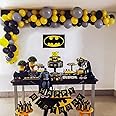 SpecialYou.in Batman Theme Birthday Decorations For Boys, Black, Yellow And Grey Balloon, Batman Poster, Theme Birthday Decoration Items, Batman Party Decorations - 64 Items