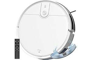 OMESER Staubsauger Roboter und Wischmopp Kombination, 2-in-1 Saugroboter Mit Wischfunktion, WLAN/App/Fernbedienung, Starke Saugkraft, Staubbehälter und Wassertank, selbstaufladend, ideal für Tierhaare,Weiß