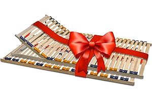 Coemo Partner-Set 2 x Lattenrost MULTIRA 90 x 200 cm 7-Zonen 28 Leisten Kopfteil und Härtegrad verstellbar