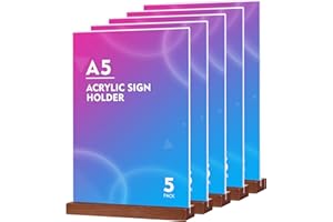 SOYIRI Soportes A5 de Acrílico (5 Unidades), Soporte de Sobremesa A5 Expositor Presentación,Titular de Menú por Restaurantes, Hotel, Tienda
