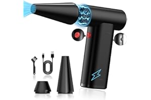 MALOROY Compressed Air Duster Cleaner for Pc, 180000rpm Electric Compressed Air Dusters for Pc Cleaning, 3 Gear Adjustable Cordless Rechargeable Reusable Air Blower, Keyboard Cleaner for Laptop,Computers,Car