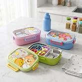 Deconox Paslanmaz &Ccedil;elik 2 B&ouml;lmeli Kilitli Yemek Kabı, 850 ml Renkli Desenli Lunch Box, &Ccedil;elik İ&ccedil; Hazneli Saklama ve Taşıma Kab