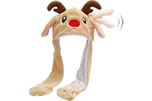 Rayson Zimowe czapki świąteczne Ciepłe czapki Świętego Mikołaja Ruchome ucho Ruchome Renifer Kapelusz dla chłopców i dziewcząt