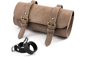 evomosa Borsa da sella per moto Mini borsa per attrezzi in pelle per manubrio per forcella per motocicletta (C)