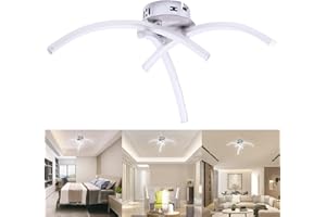 ALLOMN Luz de Techo del LED, Lámpara de Araña Luz de Techo de Diseño Curvo Moderno con 3 Luces Curvas Para Sala de Estar Dormitorio Comedor 18W (Blanco Frio)