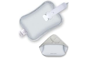 Snowpea Bottiglie dell'acqua calda elettriche, scaldabagno elettrico portatile con cintura soft touch 140 cm, cuscino termico elettrico per mani e addome - grigio