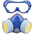 Dricar Gas Mask, Reusable Masks Respirators Face Protector Anti-Dust Mask with 2 Filters and Goggles