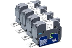 ‎XEMAX 4x XemaX Kompatibel Schriftband Ersatz für Brother P-touch Bänder 24mm TZe-251 TZe 1'' Etikettenband für Brother Beschriftungsgerät PT-P710BT D600VP P700 P750W 2430 E500 CUBE PLUS, Schwarz auf Weiß