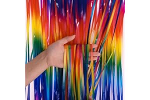 Dunkler Regenbogen Backdrop Streamers AILEXI 2 Pack 1M*2M Metallic Tinsel Folie Fringe Vorhänge für Photobooth Party Dekor