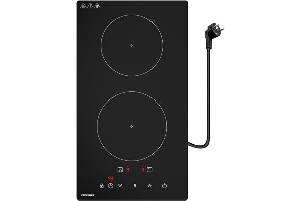 FIREGAS Induktionshäll 2 kokzoner 30 cm inbyggd, 3 700 W med boost, 9 effektnivåer, timer, automatisk avstängning, barnlås, kokkärlsdetektering