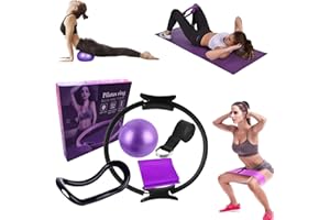 Bouasgh Ensemble Pilates Yoga 6 Pièces — Kit Maison, Accessoires Pilates, Bande de Résistance, Anneaux pour Jambes, Bras et Cuisses (Noir)
