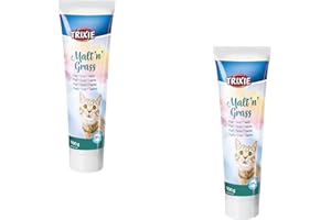 Trixie Malt’n’Grass Anti-Hairball | Pack Doble | 2 x 100 g | Alimento complementario para gatos | Favorece la digestión y ayuda a eliminar el pelo ingerido | Sin azúcar añadido
