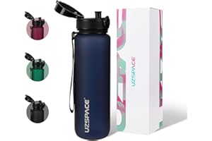 UZSPACE Butelka na wodę 500 ml / 800 ml / 1000 ml, Bez BPA, Plastik Tritan, Sportowa butelka wody, Szczelna, do biegania, siłowni, jogi, na zewnątrz i na kemping