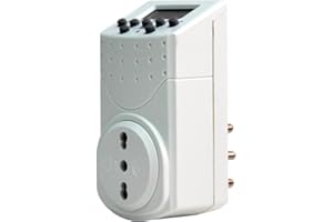 Electraline 58102 Programmatore Timer Digitale, Programmi Settimanali e Giornalieri, Italiana, Bianco, Presa 10/16A