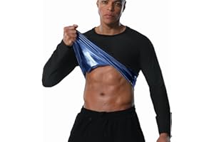 Donason Camiseta Reductora Adelgazante para Hombre Chaleco Sauna de Manga Larga Sudoración Camisa Compresion Deporte Trajes Adelgazantes para Fitness Gym Running