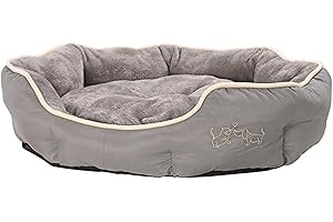 Dehner Lieblinge Hundebett und Katzenbett Sammy, oval, ca. 57 x 52 x 14 cm, Polyester, grau