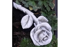 RDI Florsol Rose mit Stiel Rosenblüte auch Grabdekoration Grabschmuck wetterfest 13,5 cm grau