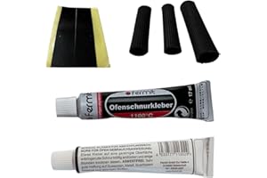 FIREVIKINGS FIREPARTS WITH QUALITY Kaminofen-Dichtschnur Kleber (Ofenschnurkleber beige) + 3 Hülsen + Abbinder