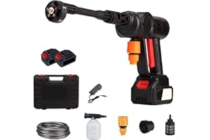 HAMON Ręczna myjka wysokociśnieniowa z 2 akumulatorami 21 V, mobilna myjka wysokociśnieniowa 30 bar, mobilna myjka ciśnieniowa, pistolet na wodę do samochodu, trawnika, basenu (czarna)