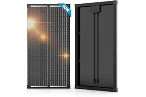 WERCHTAY Panel solar de 50 W, módulo solar monocristalino de alta eficiencia, marco de aluminio negro 12 V/24 V, ideal para central eléctrica de balcón, autocaravana, hangar, barco