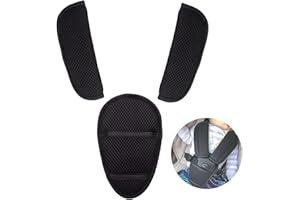 PEIDOG Baby Seat Belt Shoulder Pads, Pack of 3 Children's Seat Belt Pads, Universal Seat Belt Protectors & Belt Pads, Belt Covers for Baby Seat, Pram, Buggy & Car Seat (Black)