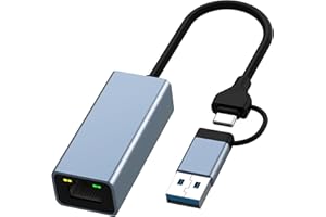 OLIVERIA USB C to Ethernet Adapter, USB 3.0 to RJ45, 1Gbps Gigabit Ethernet to Wired Network, RJ45 to USBC, Type C Thunderbolt 3 LAN Network Adaptor for Windows7/8/10/XP (USB Ethernet)