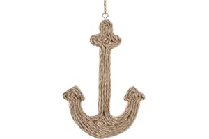 Logbuch-Verlag Ciondolo a forma di ancora, in legno e iuta, decorazione estiva, 18 cm, marrone marino, naturale, con corda da appendere