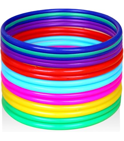 24 Anneaux De Lancer Colorés En Plastique - Jeu D'extérieur Pour Enfants, Développement Coordination, Fêtes, Carnaval