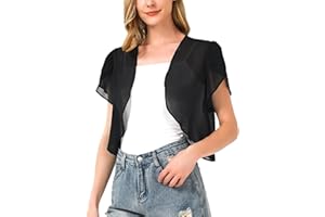 BALAYSIER Cardigan Donna Maniche Corte Bolero Donna Estivo Coprispalle Elegante in Chiffon per Matrimonio e Cerimonia