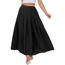 Buy ANRABESS Women A-Line Pleated High Waist Maxi Skirt Full Ankle