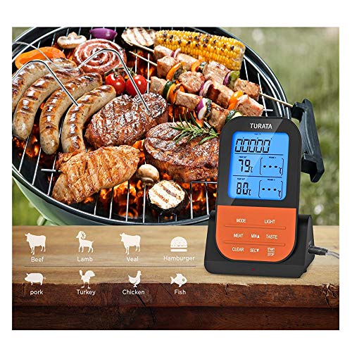 Preisvergleich Produktbild CHUDAN Digital Bratenthermometer, GrillThermometer Foodthermometer Fleischthermometer Kabellos BBQ Bratenthermometer Digital Grillthermometer Doppelsonde Elektronische