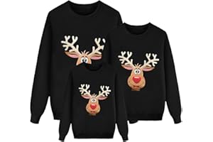 DeaAmyGline Weihnachtspullover Familie Set Prtnerlook Weihnachtspulli Lustig Weihnachts Sweatshirt Pärchen Pullover Weihnachten Langarm Weihnachtsshirt für Damen Herren Kinder Mädchen Jungen