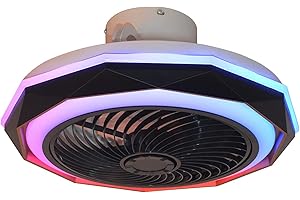 YUNZI Ventilatore da Soffitto con Telecomando, Ventilatore da Soffitto RGB con Luce App Bluetooth, Ventilatore da Soffitto Chiuso A LED Dimmerabile con Altoparlante E Funzione Inverno Estate-A