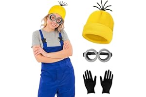 WKPBJX Costume Accessory, Halloween Decorations, 3/5 Pcs Halloween Costumes Includes Goggles Yellow Beanie Gloves Tutu Skirt And Suspenders, for Cosplay Party Fancy Dress Costume Games Party