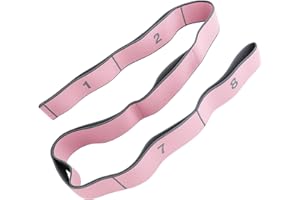 VIDSMOW Correa de Yoga, Estirador de Fascia de Yoga, con 8 hebillas, 90cm, Cinturón de Estiramiento Muscular, Fitness, Pilates, Danza, Mejora de la Flexibilidad y Prevención de Lesiones