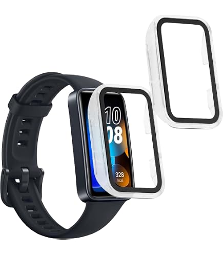 3-Stück 360° Schutzhülle Für Huawei Band 10/9/8 – Mit 9H Gehärtetem Glas, Kratzfest, Schwarz/Silber/Transparent