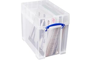 MARYMO 19 litre XL Really Useful Clear Plastic Storage Box- Stores 50 Vinyl LPs
