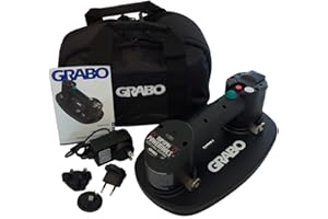 ASKON GRABO Plus-Lifter 20 elektrische Vakuum-Saugnapf für Fliesen, Stein, Holz, Glas, Betonpflaster, Trockenbauwände, 1 Dichtung, Ladegerät in Tragetasche…